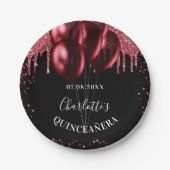 キンセアニェラ黒赤グリッター風船 ペーパープレート (正面)