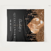 キンセアニェラ黒金ゴールドグリッター風船モノグラム タペストリー (正面(横))