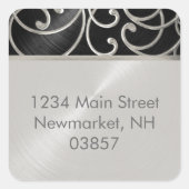 キンセアニェラ黒銀のフィリグリーの渦巻き スクエアシール (正面)