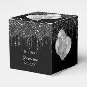 キンセアニェラ黒銀グリッター風船 フェイバーボックス (正面サイド)