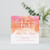 キンセアニェラ15の誕生日の夏の青の水彩画 招待状 (スタンド正面)