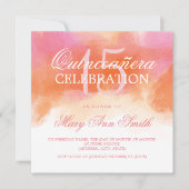 キンセアニェラ15の誕生日の夏の青の水彩画 招待状 (正面)