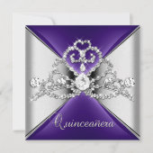 キンセアニェラ15ティアラパープルシルバーホワイトダイヤモンド 招待状 (正面)