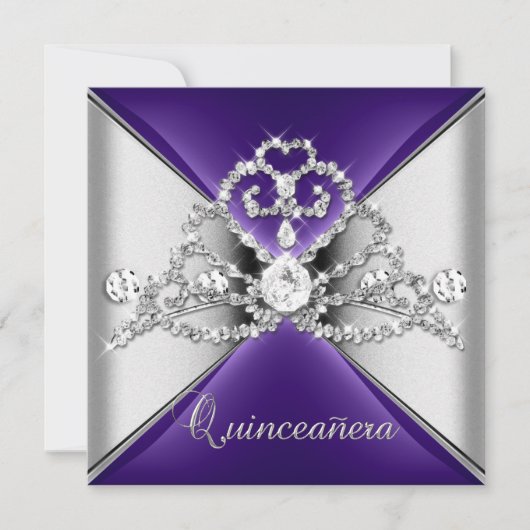 キンセアニェラ15ティアラパープルシルバーホワイトダイヤモンド 招待状 (正面)