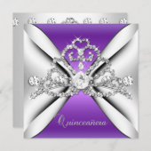 キンセアニェラ15ティアラパープルシルバーホワイト 招待状 (正面/裏面)