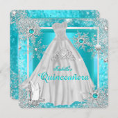 キンセアニェラ15ティール（緑がかった色）ウィンターワンダーランドスノーフレーク 招待状 (正面/裏面)