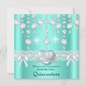 キンセアニェラ15ティール（緑がかった色）シルバーハートダイヤモンド 招待状 (正面)