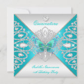 キンセアニェラ15ティール(緑がかった色)シルバーバタフライティアラ2 招待状 (正面)