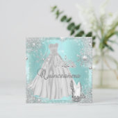 キンセアニェラ15ティール(緑がかった色)シルバーバースデーパーティー 招待状 (スタンド正面)