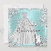 キンセアニェラ15ティール(緑がかった色)シルバーバースデーパーティー 招待状 (正面)