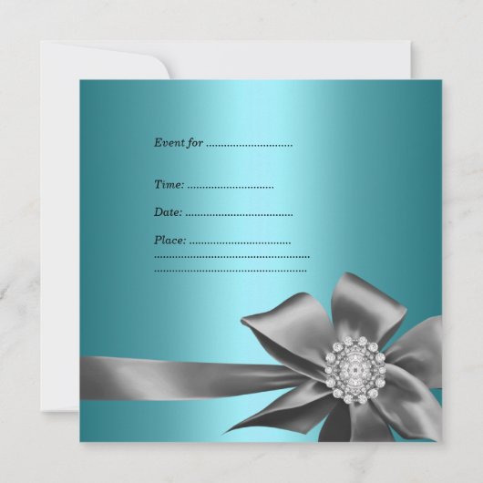 キンセアニェラ15ティール（緑がかった色）ブルーシルバーグレイ 招待状 (裏面)