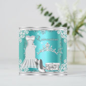 キンセアニェラ15ティール（緑がかった色）ブルーシルバーダイヤモンドティアラ 招待状 (スタンド正面)