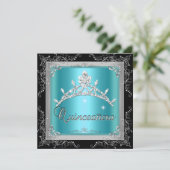 キンセアニェラ15ティール（緑がかった色）ブルーシルバーティアラブラック 招待状 (スタンド正面)