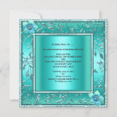 キンセアニェラ15ティール(緑がかった色)ブルーフラワーシルバーティアラ 招待状 (裏面)
