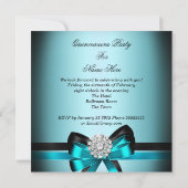 キンセアニェラ15ティール(緑がかった色)ブルーブラックシルバーボウ 招待状 (裏面)