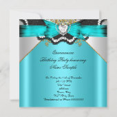 キンセアニェラ15ティール(緑がかった色)金ゴールドレースジュエルドパーティー 招待状 (裏面)