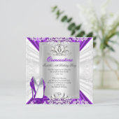 キンセアニェラ15バースデーパーティーグリッターパープルヒール 招待状 (スタンド正面)