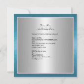 キンセアニェラ15バースデーパーティーシルバーブルーグリッター 招待状 (裏面)