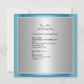 キンセアニェラ15バースデーパーティーシルバーブルーグリッター 招待状 (裏面)