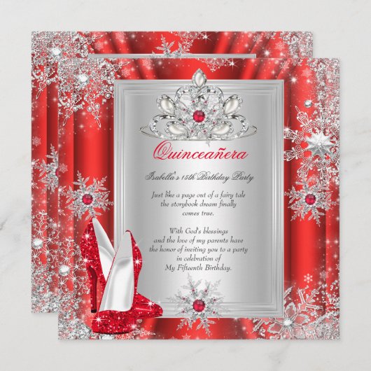 キンセアニェラ15バースデーパーティードレッドヒール2 招待状 (正面/裏面)