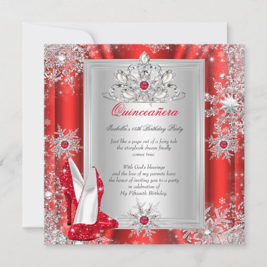 キンセアニェラ15バースデーパーティードレッドヒール2 招待状 (正面)