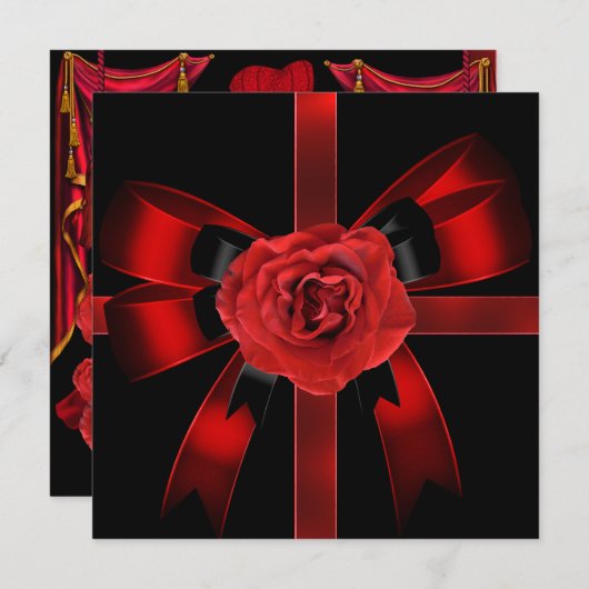 キンセアニェラ15バースデーパーティードレッドブラックバラ 招待状 (正面/裏面)
