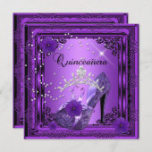 キンセアニェラ15バースデーパーティーパープルブラック 招待状 (正面/裏面)