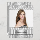 キンセアニェラ15パーティーシルバーダマスク写真 招待状 (正面/裏面)