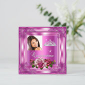 キンセアニェラ15パーティーピンクローズ写真 招待状 (スタンド正面)