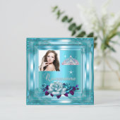 キンセアニェラ15パーティーブルーティール(緑がかった色)バラ写真 招待状 (スタンド正面)