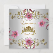 キンセアニェラ15位白ピンク花金ゴールドティアラ 招待状 (正面)