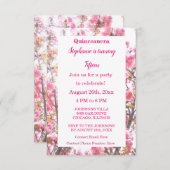 キンセアニェラ15分誕生日ピンクさくらんぼフローラ 招待状 (正面/裏面)