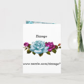 キンセアニェラ15招待状ティール(緑がかった色)ブルーホワイトピンクローズ 招待状 (裏面)