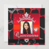 キンセアニェラ15日パーティー赤黒写真 招待状 (正面)
