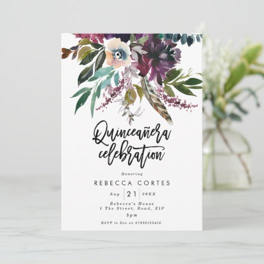 キンセアニェラ15歳の誕生日の羽フローラ 招待状 (スタンド正面)