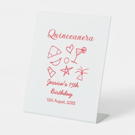 キンセアニェラ15歳ビーチ赤パーティー樹日 台座サイン (正面)