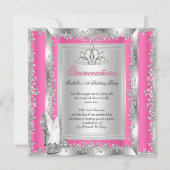 キンセアニェラ15誕生日キャンディピンクシルバーシューズ 招待状 (正面)