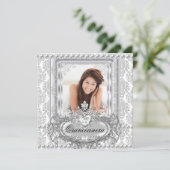 キンセアニェラ15誕生日ダマスクシルバーホワイト 招待状 (スタンド正面)