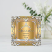 キンセアニェラ15誕生日ティアラ金ゴールドホワイトシルバー 招待状 (スタンド正面)