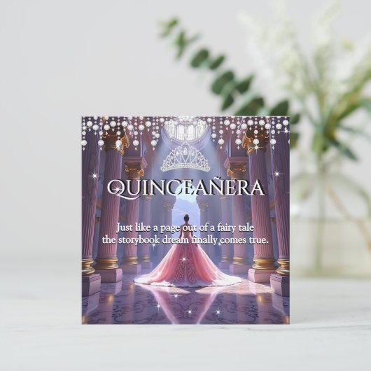 キンセアニェラ15誕生日パレスパープルピンク 招待状 (スタンド正面)