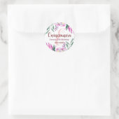 キンセアニェラ15誕生日パーティーのメールのピンクのフローラ ラウンドシール (バッグ)