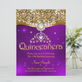 キンセアニェラ15誕生日パープルグリッター金ゴールド 招待状 (スタンド正面)
