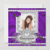 キンセアニェラ15誕生日パープルバラホワイト 招待状 (正面)