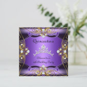 キンセアニェラ15誕生日パープルブラックシルバー金ゴールド 招待状 (スタンド正面)