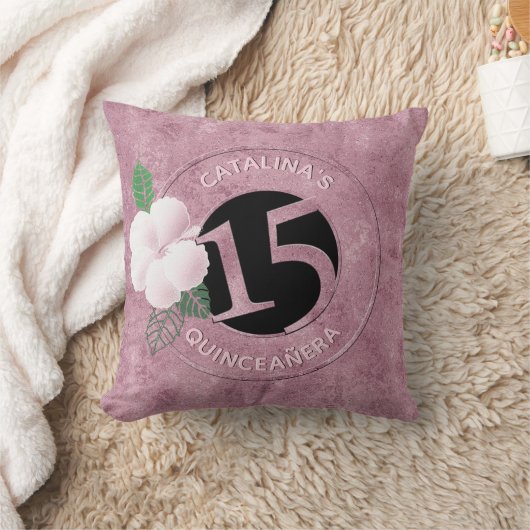 キンセアニェラ15誕生日ピンクフェイクメタリックフローラ クッション (ブランケット)