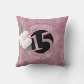 キンセアニェラ15誕生日ピンクフェイクメタリックフローラ クッション (裏面)