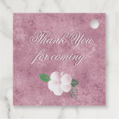 キンセアニェラ15誕生日ピンクフェイクメタリックフローラ フェイバータグ (裏面)