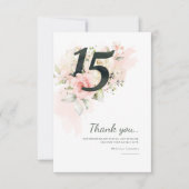 キンセアニェラ15誕生日ピンクフローラ サンキューカード (正面)