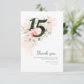 キンセアニェラ15誕生日ピンクフローラ サンキューカード (スタンド正面)