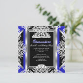 キンセアニェラ15誕生日ブルー王室のシルバーブラック 招待状 (スタンド正面)